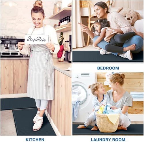 StepRite Kitchen Mats for Floor, 2-Piece Anti-Fatigue Rugs, Dark Charcoal - Image 6