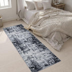 2.6x8 Washable Runner Rug：Modern Abstract Soft Carpet Dark Black - Image 4