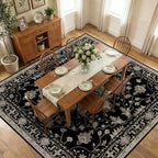 RELEANY Washable Area Rug, Square 10'x10', Black/Neutral - Image 3