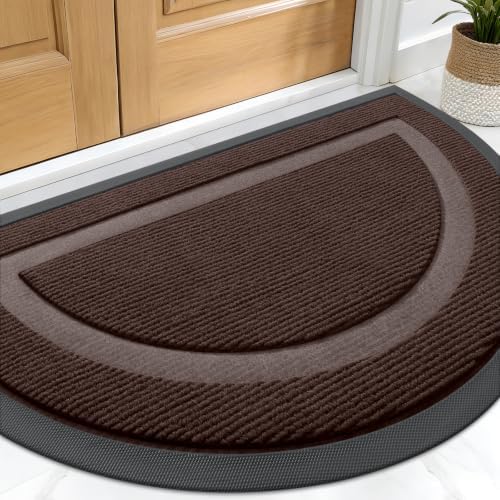 OLANLY Half Circle Front Door Mat Outside 29.5x17 All-Season Rubber Doormat by OLANLY
