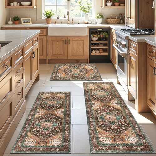 Yamaziot Washable Runner Rug Set of 3, Non-Slip Boho Hallway Kitchen Rug - Image 6