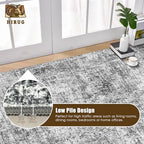 Washable Area Rug 4' x 6' Vintage Traditional Persian Mat - Foldable Distressed Non-Slip Machine Washable Carpet for Living Room Bedroom Kitchen Home Decor - Graphite and Mist - Image 5