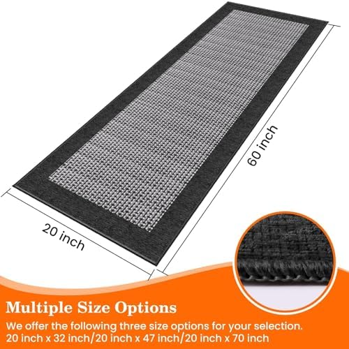 StepRite Kitchen Rugs, Kitchen Mats for Floor, 60"x20" Non-Slip Machine-Washable Kitchen Throw Rug, Absorbent Runner Rugs Office, Sink Standing Desk Mat, Decor Carpet, Black - Image 2