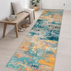 3x14 Washable Runner Rug：Modern Abstract Soft Carpet Rosy Haze - Image 3