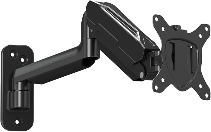 DreamAxis Single Monitor Wall Mount for 13-32" Computer Screens, Gas Spring Monitor Arm Holds Up to 19.8 lbs, Full Motion Height Adjustable Wall Bracket, 75x75/100x100mm VESA Mount, XD7001