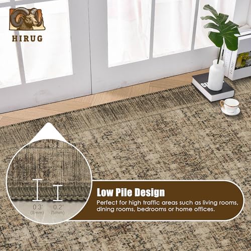 Washable Area Rug 6' x 9' Vintage Traditional Persian Mat - Foldable Distressed Non-Slip Machine Washable Carpet for Living Room Bedroom Kitchen Home Decor - Mocha and Taupe - Image 5