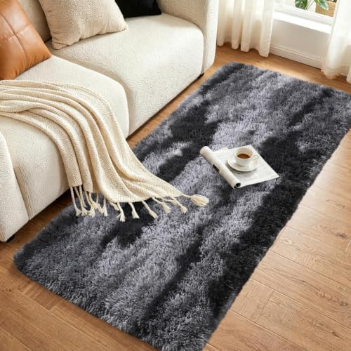 Noahas 2x10 Black Fluffy Soft Runner Rug Non-Slip for Bedroom Dorm Hallway - Image 3