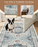 Madane Hallway Runner Rug 2'6''x16' Kitchen Runners Vintage, Blue - Image 6