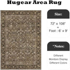 HUGEAR 6x9 Brown Vintage Floral Washable Area Rug for Living Room - Image 2