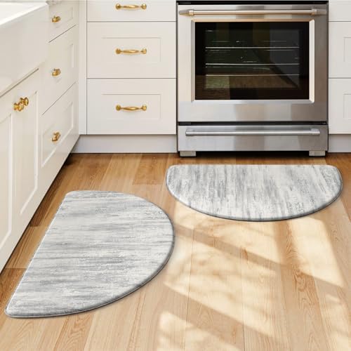 KIMODE Kitchen Mats Cushioned Anti Fatigue,18"x28" Half Round Abstract Rugs by StayinComfortCookwithJoy