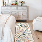 2x6 Washable Hallway Runner Rug: Floral Kitchen Rugs with Non-Slip Backing Vintage Low Pile Entryway Carpet for Living Room Bedroom Ultra Soft Water Resisitant Floor Mat for Bathroom Laudry(2x6,Cream) - Image 4
