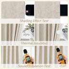 Guken 100% Blackout Linen Curtains 90 Inch Long 2 Panels Cream Beige - Image 5