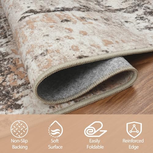 Aelenmu 10x14 Area Rugs for Living Room Washable Dining Room Brown Beige - Image 3