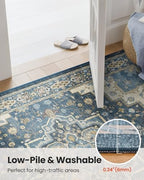 Amada Vintage Washable Area Rug,9'x12',Navy Blue/Beige - Image 6