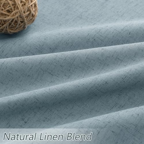 Guken 100% Blackout Blue Linen Curtains 86 Inch Long for Bedroom 2 Panels - Image 4