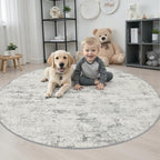 Round Area Rug Living Room: 4 ft Modern Washable Carpet Gray - Image 3