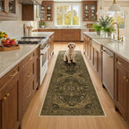 RELEANY Washable Area Rug, Runner 2'x7', Brown/Dark Brown by RELEANY