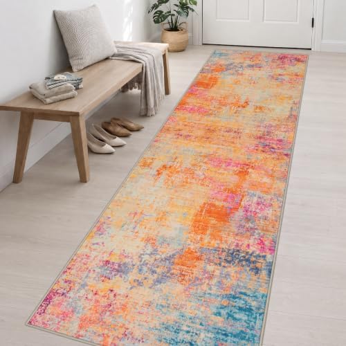3x14 Washable Runner Rug：Modern Abstract Soft Carpet Galaxy Haze - Image 3