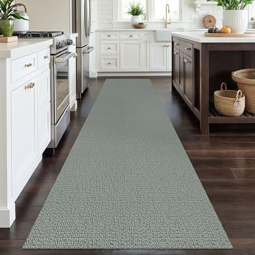 EARTHALL Washable Runner Rug, Non Slip Hallway Runner, 3x12 Ft, Green/Grey - Image 5