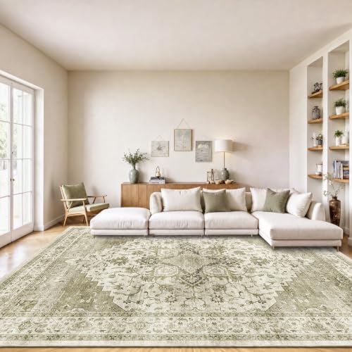 Amada Vintage Washable Area Rug,8'x10',Light Walnut by AMADAHOMEFURNISHING