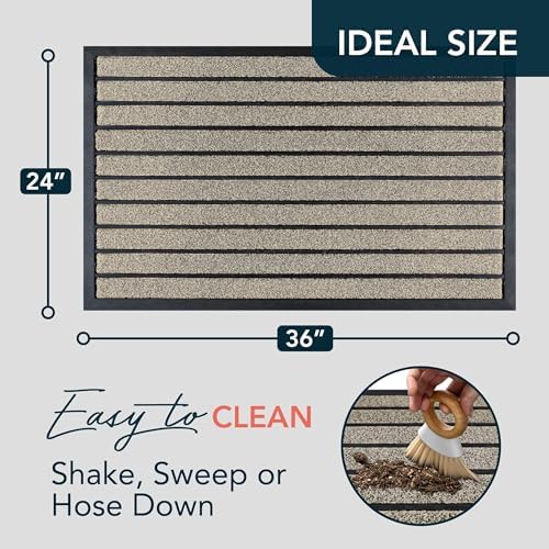 ubdyo Extra Durable Door Mat Outside Entrance (36" x 24", Bright Beige) - Image 2
