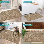 Bulijojo Front Door Mat Entrance,Durable Heavy Duty Welcome Mat,Thick Absorbent Natural Rubber Non Slip Mat,Sturdy Entryway Beige 17"x30" - Image 6