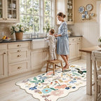 Washable 3x5 Entryway Area Rugs: Ultra Soft Floral Carpet for Kitchen Nursery Indoor Light-Weight Doormat Anti-Slip Elegance Rug for Living Room Bedroom Small Foldable Vintage Floor Mat(3x5,Cream) - Image 5