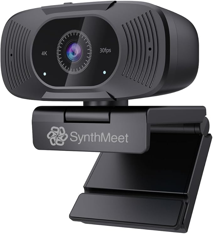 SynthMeet 4K Webcam for PC, 1080P@60FPS, 4K Camera with Noise-reducing Microphone, 92°FOV, 8MP USB Webcam Plug and Play, Privacy Cover, Works Perfect for Meeting Platform Zoom/Teams/Skype/Google Meet