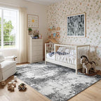 Washable Rug 6x9 Area Rugs for Living Room Bedroom Carpet, Grey Indoor Vintage Abstract Boho Large Rug Non Slip Faux Wool Rugs for Dorm, Dining Room Table, Nursery, Kids Playroom, Gray - Image 4