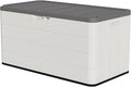 100 Gallon Outdoor Storage Box Waterproof Lockable Resin Deck Box Large, Patio Storage Bin for Pool Accessories Cushion Furniture, Garden Tools, UV-Resistant Outside Delivery Black&White