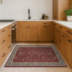 Washable 3x5 Entry Way Rugs Indoor - Burgundy Large Kitchen Rug, Non Slip Unique Bohemian Red Low Pile Thin Carpet for Bedroom Bedside, Foyer - Image 3