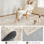 5x8 Area Rugs Living Room: Bedroom Neutral Washable Carpet Brown - Image 4