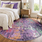 RELEANY Washable Round 6ft Area Rug for Living Room Purple Multi by RELEANY