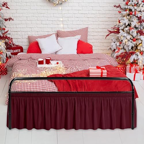 Wrap Around King Size Bed Skirt Split Corner 14" Drop-Elastic Dust Ruffle - Image 5