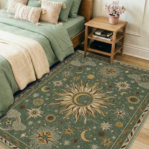 Vacuum-Friendly, 4x6 Washable Area Rug, Green Brown - Image 2