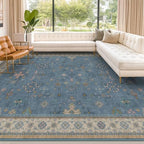 Hazo Haus Boho 9x12 Soft Rugs for Living Room - Dark Blue Rugs for Bedroom Aesthetic, Dining Room Under Kitchen Table, Washable Soft Non Slip Large Area Eclectic Unique Décor - Image 6