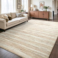 Chicrug 5x7 Beige Washable Striped Abstract Area Rug Living Room Bedroom by ChicrugHomeDecor