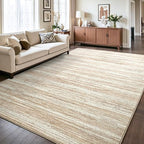 Chicrug 5x7 Beige Washable Striped Abstract Area Rug Living Room Bedroom by ChicrugHomeDecor