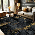 RELEANY Washable 10'x12' Abstract Area Rug for Living Room Black Gold by RELEANY