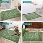 Bulijojo Front Door Mat Entrance,Durable Heavy Duty Welcome Mat,Thick Absorbent Natural Rubber Non Slip Mat,Sturdy Entryway Green, 17"x30" - Image 6