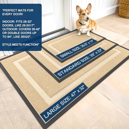 OLANLY Front Door Mat Outside 47x17, All-Season Heavy-Duty Rubber Doormat - Image 2