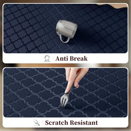 Arenarug Upgrade Scalloped Kitchen Mats for Floor 2PC, Navy Kitchen Rugs - Image 5
