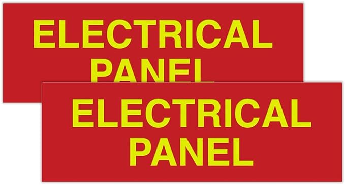 All Quality Basic Electrical Panel Sign - Fire Regulation Safety Compliance Sign - Red/Yellow - Medium (2 Pack)