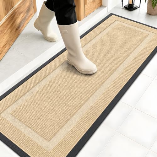 OLANLY Front Door Mat Outside 47x17, All-Season Heavy-Duty Rubber Doormat by OLANLY