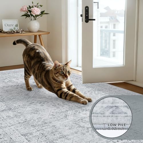 3x6 Hallway Washable Runner Rug: Neutral Kitchen Carpet Gray - Image 5