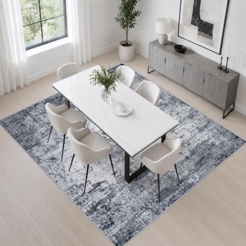 Area Rug Living Room: 4x4 Modern Washable Indoor Soft Carpet Grey - Image 4