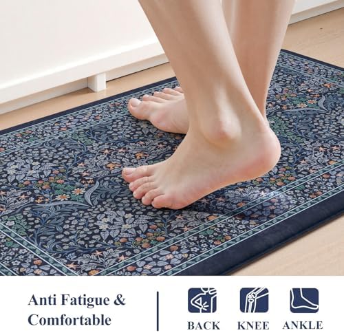 Collive Anti Fatigue Mats for Kitchen Floor, Dark Blue Kitchen Rugs - Image 3