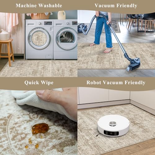 Kitchen Rugs Sets of 3,Washable Non-Slip Kitchen Mats for Hardwood Floor, Boho Farmhouse Kitchen Runner Rug for Sink,Entryway & Hallway & Bathroom (Beige Brown, 2x3+2x4+2x5) - Image 7