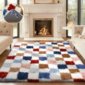 Ophanie Checkered Rainbow Rug for Living Room Bedroom,Colorful Fluffy Soft Cute Fuzzy Area Rugs,Shag Plush Shaggy Bedside Floor 4x6 Furry Carpet Kids Baby Teen Dorm Decor with Over 99 pcs Pile fibers by Ophanie
