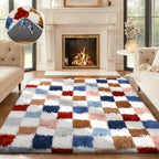 Ophanie Checkered Rainbow Rug for Living Room Bedroom,Colorful Fluffy Soft Cute Fuzzy Area Rugs,Shag Plush Shaggy Bedside Floor 4x6 Furry Carpet Kids Baby Teen Dorm Decor with Over 99 pcs Pile fibers by Ophanie